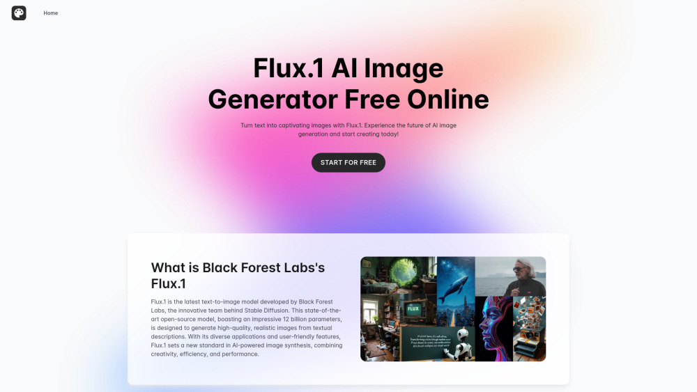 FluxAI.art: AI Image Generator Free Online Website screenshot