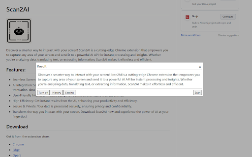 Scan2AI - Chrome Extension Website screenshot