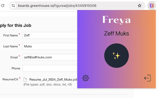 Freya Form Filler AI - Chrome Extension Website screenshot