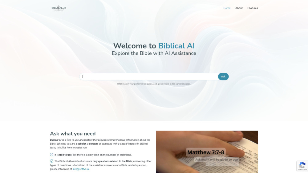 Biblical AI Website screenshot