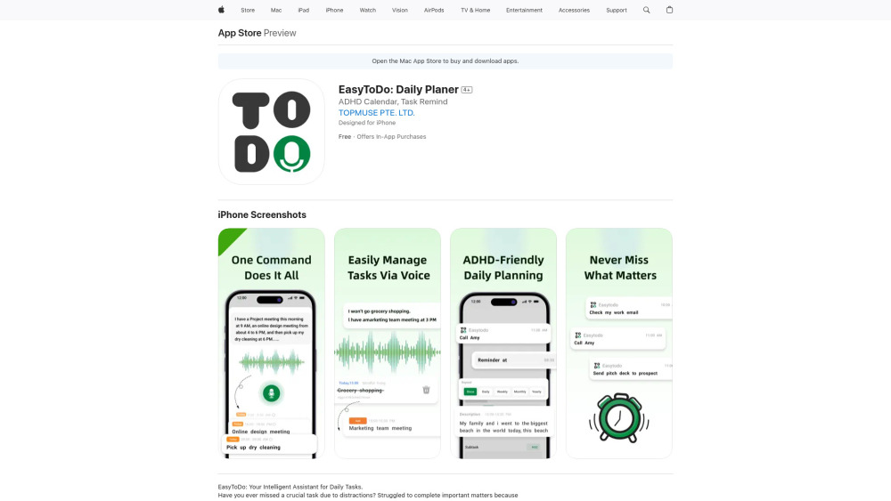 EasyToDo: Daily Planner Website screenshot