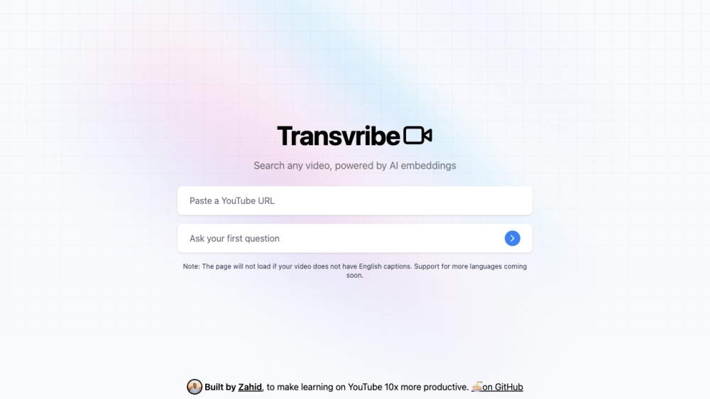 Transvribe Website screenshot