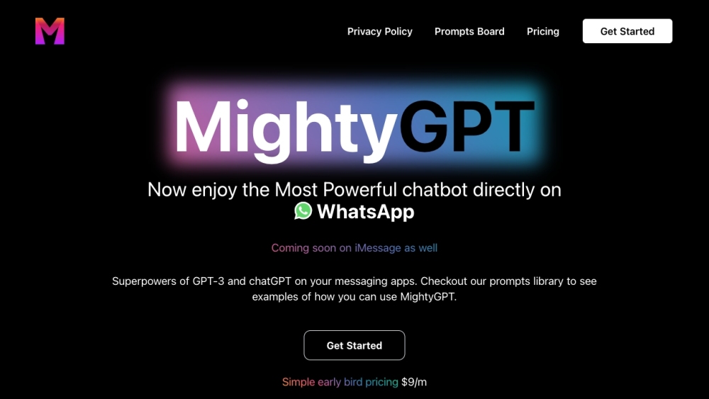 MightyGPT Website screenshot