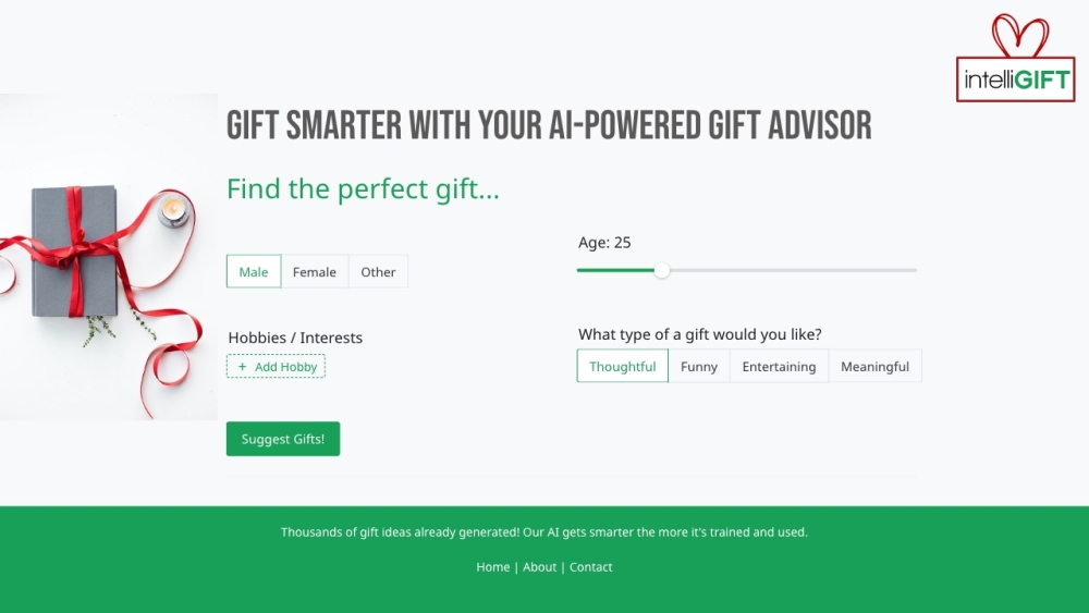 Intelli.gift Website screenshot