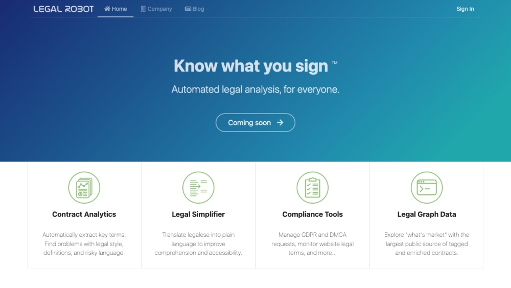 Legal Robot Website screenshot