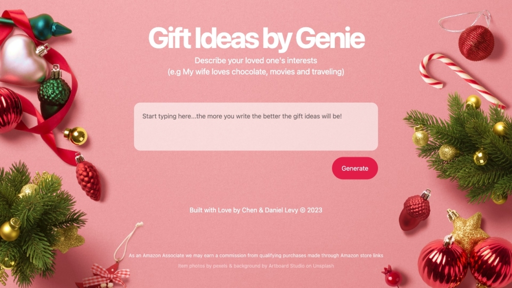 Gifts Genie Website screenshot