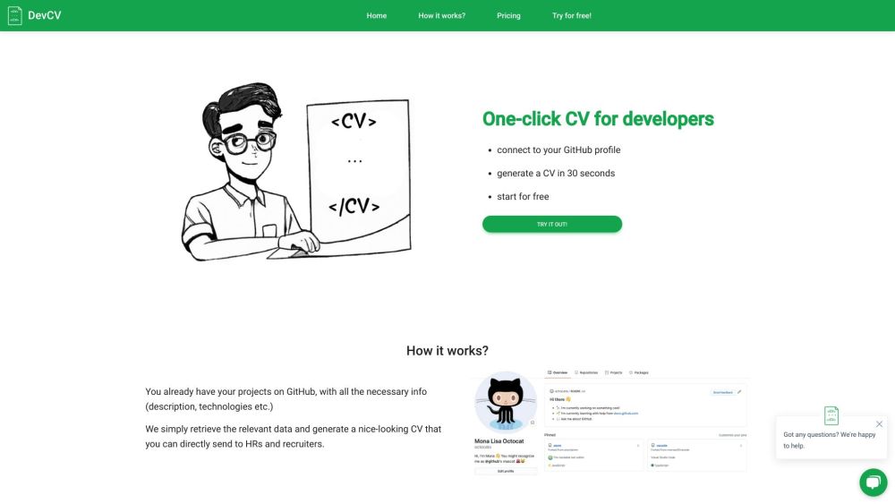 DevCV Website screenshot