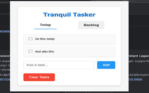 Tranquil Tasker - Chrome Extension Website screenshot