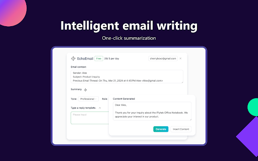 EchoEmail-AI Email Write Generator - Chrome Extension Website screenshot