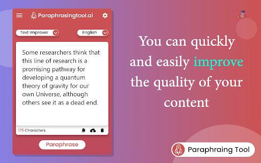 Paraphrasingtool.ai - Chrome Extension Website screenshot