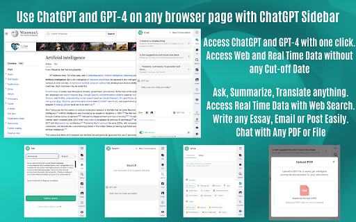 ChatGPT Sidebar with GPT-4 Vision & Image & Gemini by AITOPIA - Chrome Extension Website screenshot