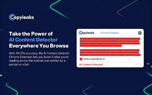 Copyleaks AI Content Detector - Chrome Extension Website screenshot