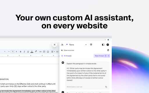 Rane's Custom Assistants - Chrome Extension Website screenshot