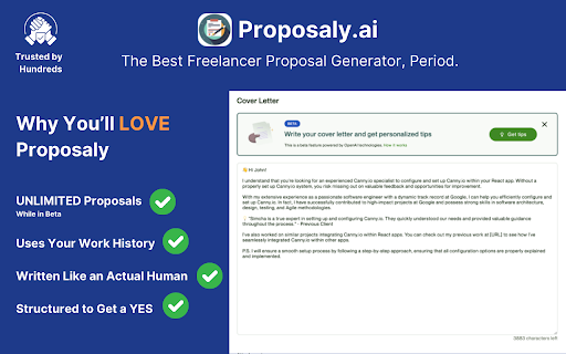 Proposaly - Chrome Extension Website screenshot