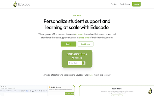 Educado - Chrome Extension Website screenshot