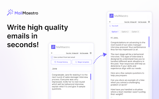 MailMaestro - Chrome Extension Website screenshot