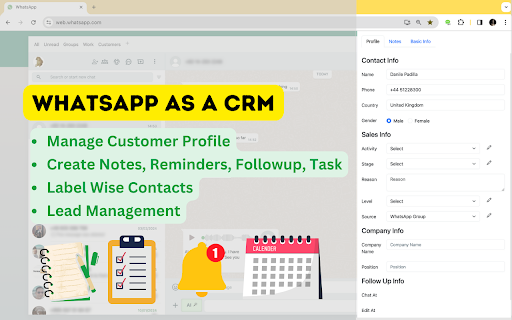 WhatsApp CRM - Chrome Extension Website screenshot