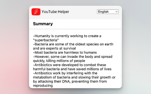 YouTube Helper - Chrome Extension Website screenshot