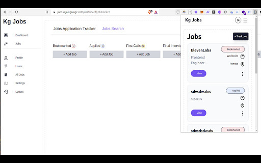 JobTrack - Chrome Extension Website screenshot