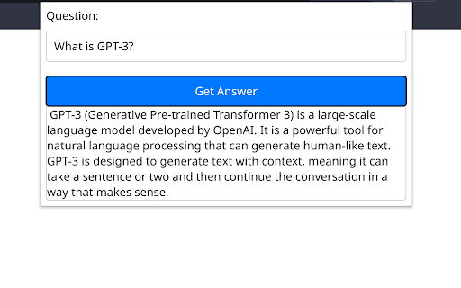 Screenshot of the GPT-3 Q&A Chrome Extension