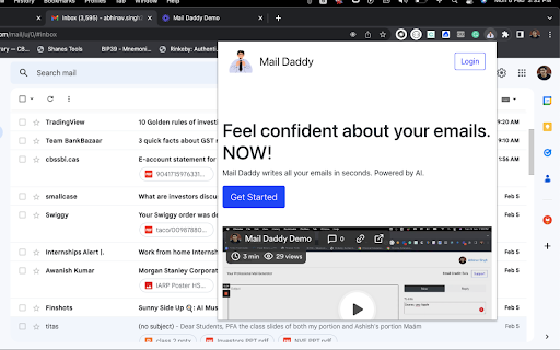 Mail Daddy - Chrome Extension Website screenshot