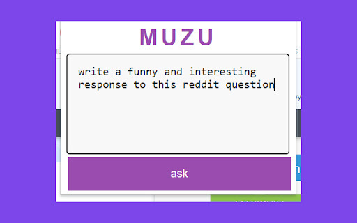 MUZU - Chrome Extension Website screenshot