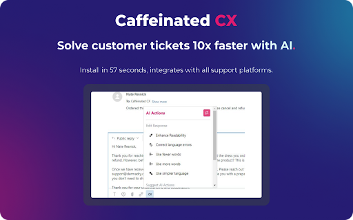 Caffeinated CX - Chrome Extension Website screenshot