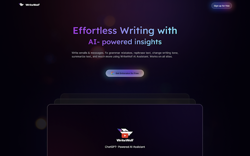 WriteWolf - Chrome Extension Website screenshot