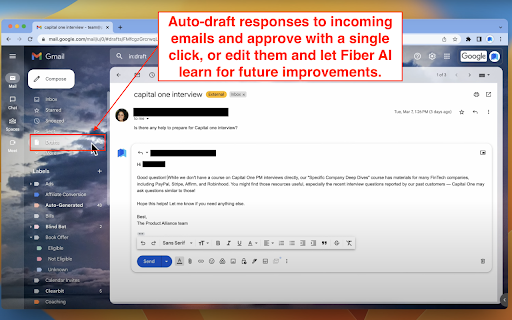 Fiber AI - Chrome Extension Website screenshot