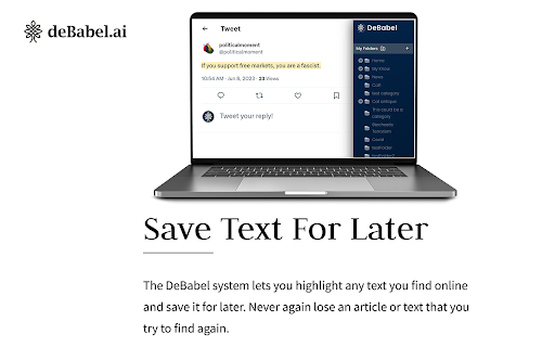 DeBabel - Chrome Extension Website screenshot