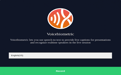 Voicebiometric - Chrome Extension Website screenshot