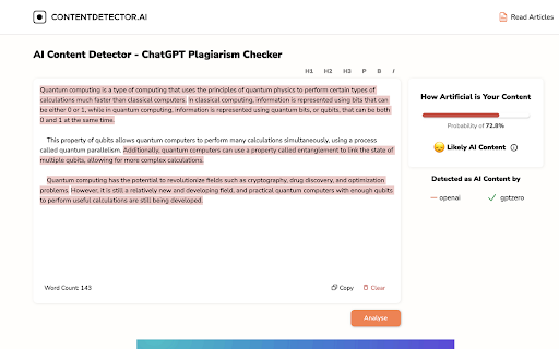 ContentDetector.AI - Chrome Extension Website screenshot