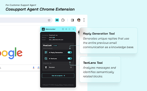 CoSupport Agents - Chrome Extension Website screenshot
