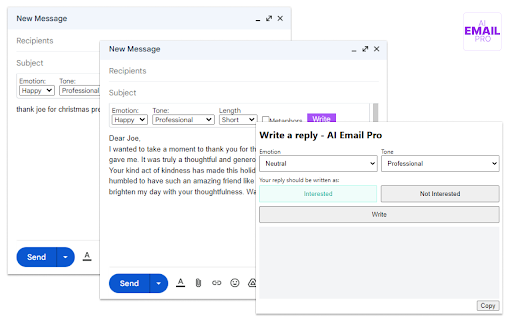 AI Email Pro Chrome Extension - Chrome Extension Website screenshot