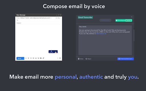 Voice Email - Chrome Extension Website screenshot