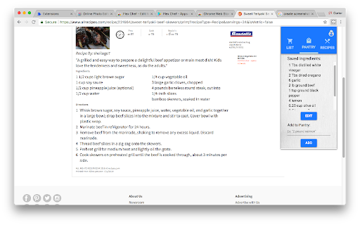 Flex Chef - Chrome Extension Website screenshot