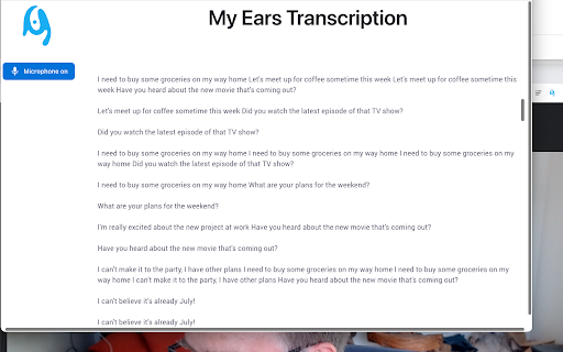 Tab Audio Transcription - Chrome Extension Website screenshot