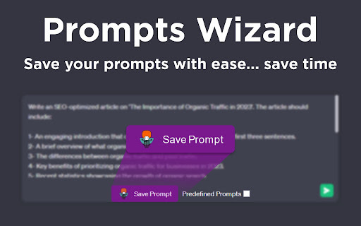 Prompts Wizard - Chrome Extension Website screenshot