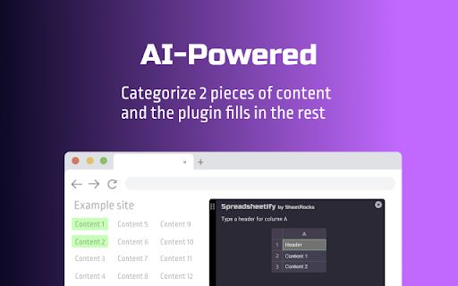 Spreadsheetify - Chrome Extension Website screenshot