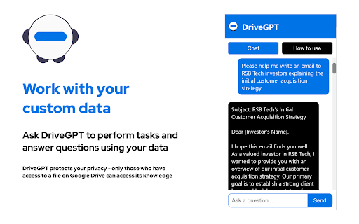 DriveGPT - Chrome Extension Website screenshot