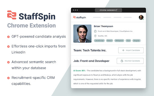 Staffspin - Chrome Extension Website screenshot