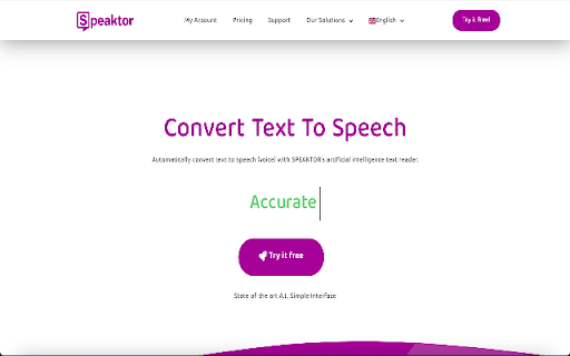 Speaktor - Chrome Extension Website screenshot