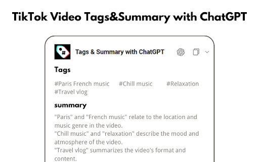 TikTok Video Tags Extension - Chrome Extension Website screenshot