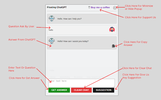Floating ChatGPT - Chrome Extension Website screenshot