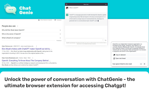 Chatgenie - Chrome Extension Website screenshot