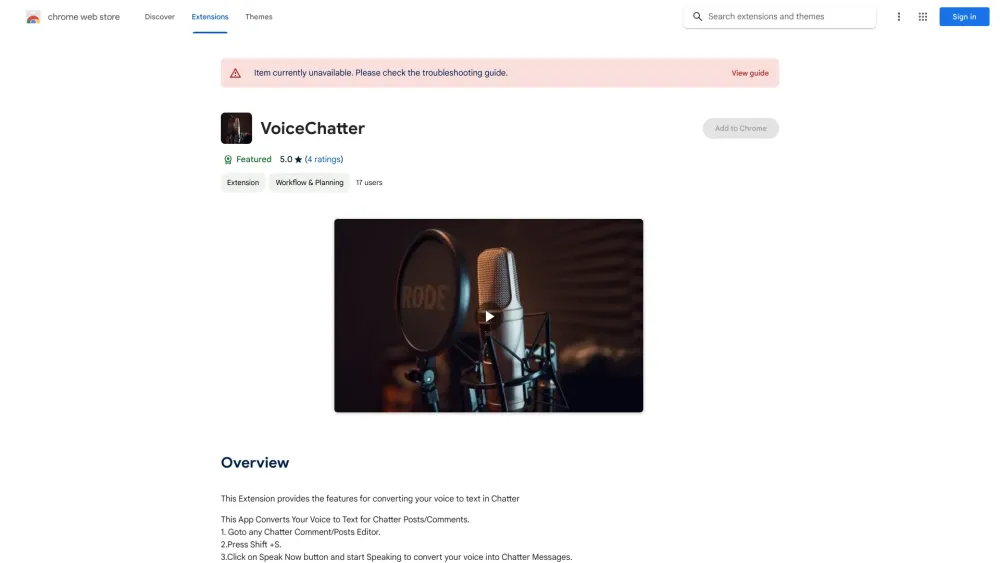 ChatterVoice - Chrome Extension Website screenshot