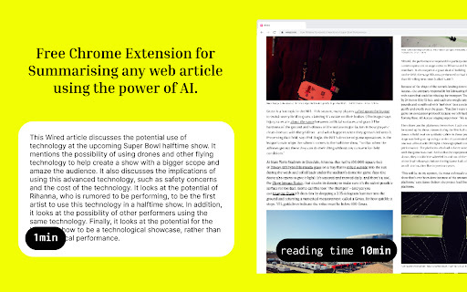 Article Summarizer - Chrome Extension Website screenshot