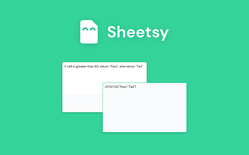 SheetFormulas - Chrome Extension Website screenshot