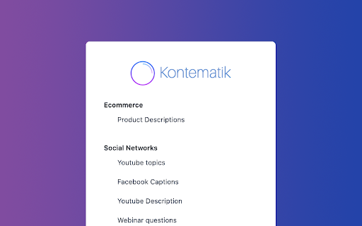 Kontematik - Chrome Extension Website screenshot