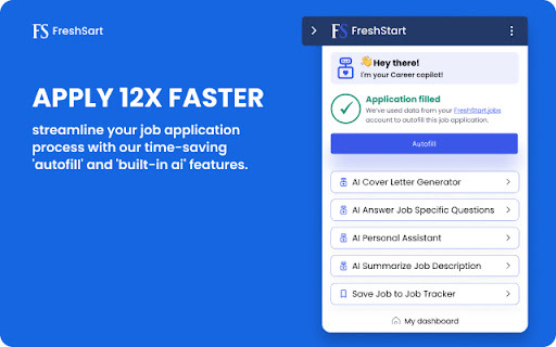 FreshStart.jobs - Chrome Extension Website screenshot